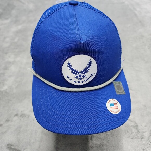 U.S. Air Force Blue Mesh Trucker Rope Hat Snapback Made In USA - Picture 1 of 9